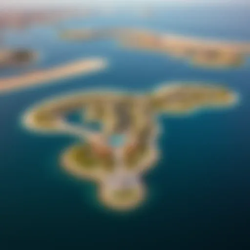 Stunning aerial view of Al Marjan Island showcasing its unique layout and waterfront.