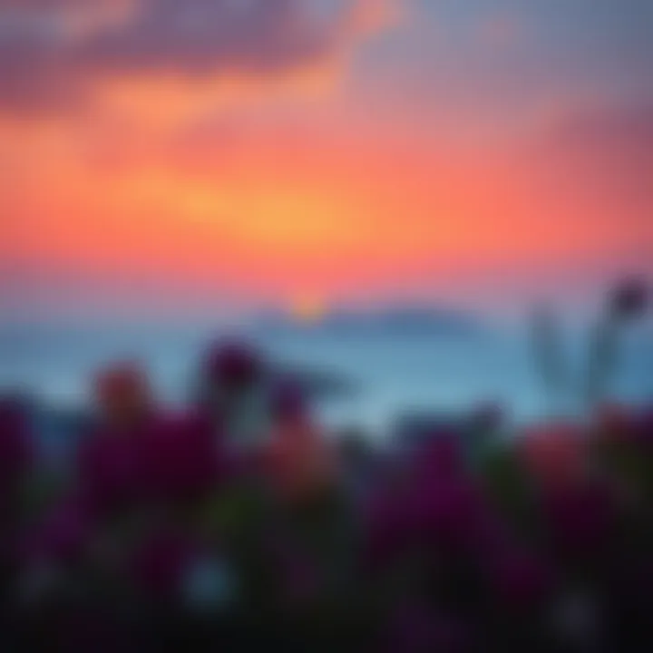 Sunset view over Al Marjan Island with a backdrop of serene waters, symbolizing growth and tranquility.