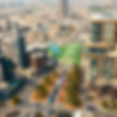 Investment Zones on Mina Road A detailed map highlighting key investment zones and property developments on Mina Road.