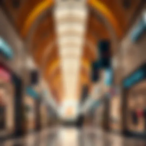 A vibrant outlet mall showcasing a variety of luxury brands.