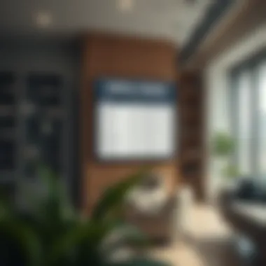 Rental price listings board in a real estate office