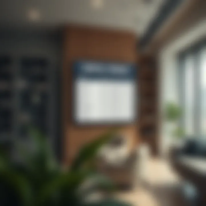 Rental price listings board in a real estate office