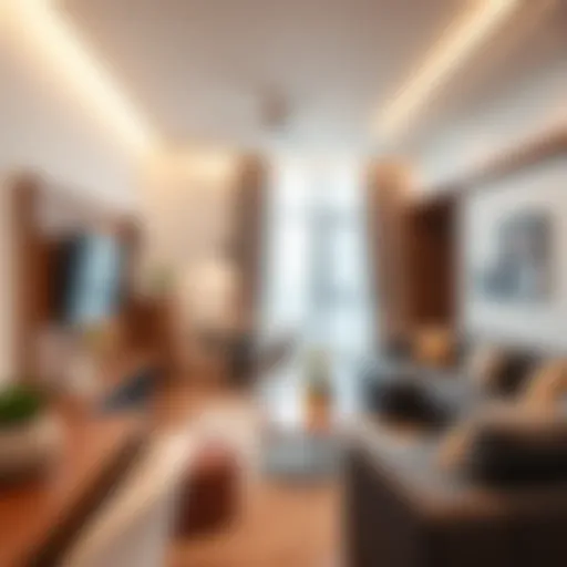 Modern serviced apartment living room with stylish decor