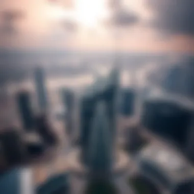 Aerial view of City Gate Tower showcasing its unique architecture
