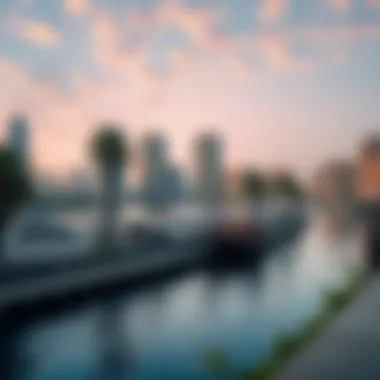 Scenic backdrop of the Dubai Canal showcasing urban development