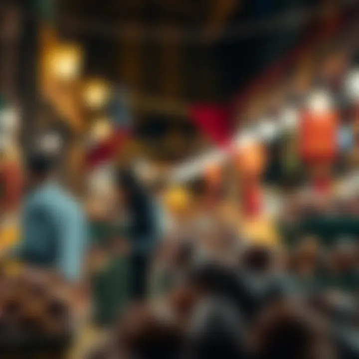 Festive market scene during Ramadan showcasing date sales