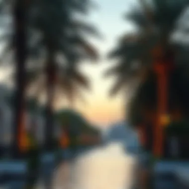 Palm Trees by Dubai Creek Lush palm trees framing the picturesque view of the creek