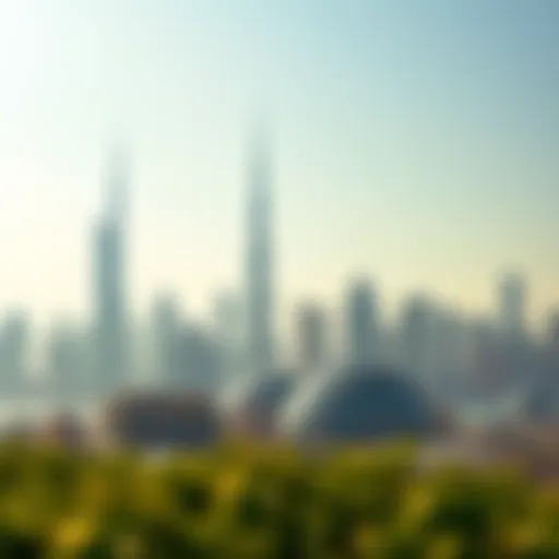 Skyline of Dubai showcasing iconic architecture