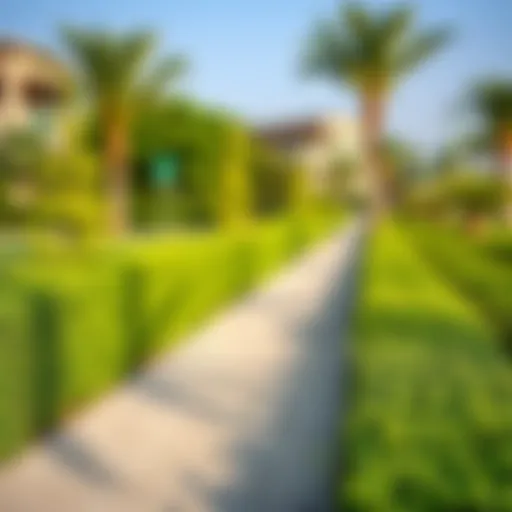 Lush greenery and pathways of Wasl Park