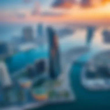 Business Bay: The Strategic Location of XL Tower Aerial shot of Business Bay highlighting the location of XL Tower.